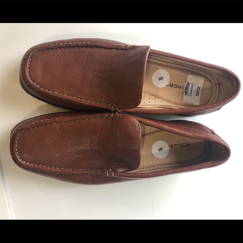 ROCKPORT BROWN SLIP ON SHOES DRIVING MOCASSINS 8